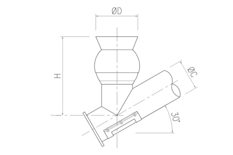 Inlet Ball Joint, Conical Spigot without Flange, Ø114mm Pipe